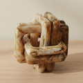 Sculpture for Home Decor and Bathroom Decor - Marble Knot Ornaments for Shelf Accents, Room Styling, and Office Design - Modern Statues Living Room Decor or Coffee Table Display - 6", Tan