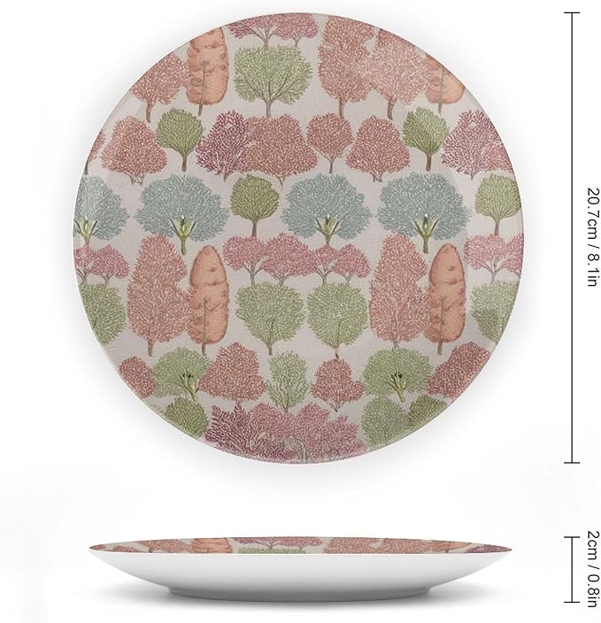 Christmas Fashion Plates for Display Sunset Tree Forest Toile Household Home Supplies Hand-Painted Ceramic Decorative Plates with Display Stand Custom Gifts for Men Women, 6", 7", 8", 10"