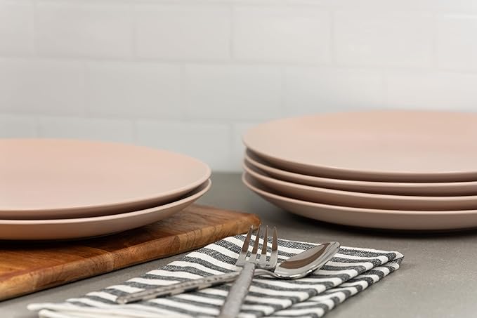 10 Strawberry Street Wazee Matte Coupe Dinnerware, Dinner Plate, Blush, Set of 6