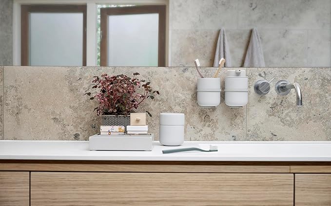 ZONE DENMARK Ume Taupe Cosmetic Jar - Elegant and Functional Storage Solution for Your Beauty Essentials, Infusing Scandinavian Design into Your Vanity Space (Soft Grey)