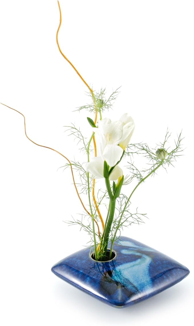 Georgetown Pottery Square Ikebana Flower Vase, Blue Wave
