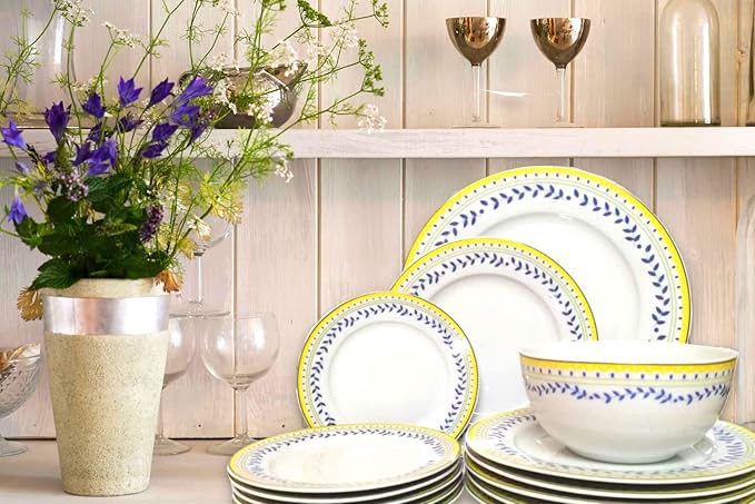 Braque Ceramic Dessert Plates Set of 6, 6-inch Dish Set - Dessert, Salad, Appetizer, Small Dinner Serving Plate-Microwave, Oven & Dishwasher Safe, Scratch Resistant-Kitchen Porcelain Dish-Olive Vine