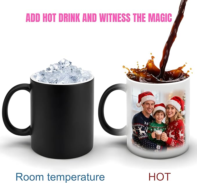 Custom Magic Coffee Mug Heat Sensitive Color Changing Personalized Text, Photo, Logo Ceramic Mugs - Customized Cups Funny Idea Gifts For Christmas, Birthday, Dad, Mom, Women & Men 11oz Tea Cup (Black)