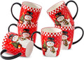 HASENSE Coffee Mugs Set of 6, Ceramic Coffee Cups with Handle, Large Christmas Latte Cup for Tea, Hot Cocoa, Milk, Stylish Mug for Holiday Gift, Dishwasher and Microwave Safe, Red