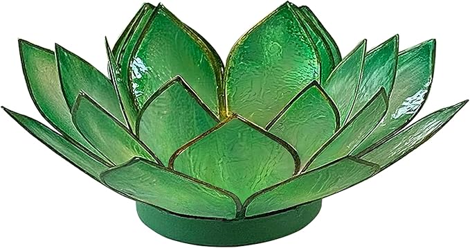 Om Gallery Capiz Shell Lotus Flower Decor Tealight Candle Holder for Serene Ambiance - Handmade Decorative Candle Holders for Meditation, Yoga, and Relaxation, Rain Forest