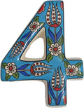 Large Ceramic Housewarming Sign Ceramic Address Plaque House Numbers Sign Door Personalized Coloured Decorative Hand Decoratede Housewarming Gifts Tulip Design 12 * 9 cm (Turquoise, 4)