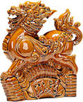 Sculptures/Statues Ceramic Pixiu Sculpture Chinese Asian Decoration Symbol of Fortune and Wealth - Brown