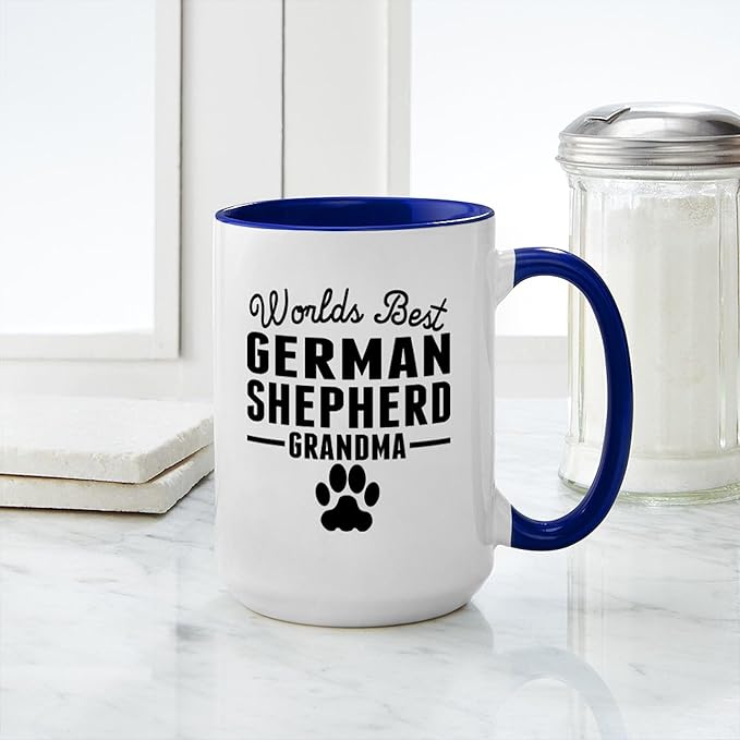CafePress Worlds Best German Shepherd Grandma Mugs 15 oz (444 ml) Ceramic Coffee Mug
