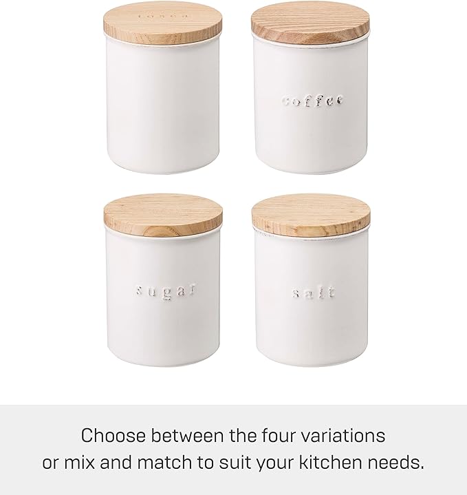 YAMAZAKI Home Tosca Ceramic Canister - Dry Food Kitchen Storage Container Organizer - Coffee - 15.25 Oz., 450 Ml