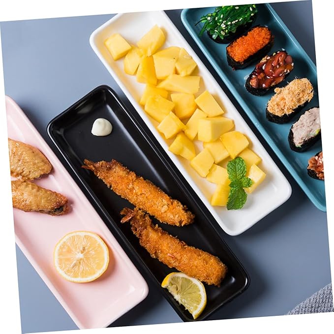 Long Ceramic Sushi Plate Snack Serving Dish Korean Style Decorative Food Tray