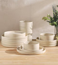 TheTerra Ceramic Dinnerware Sets for 6, 18 Pieces Porcelain Lightweight Plates and Bowls Sets, Scratch Resistant Dish Set, Oven & Microwave & Dishwasher Safe, Matte White