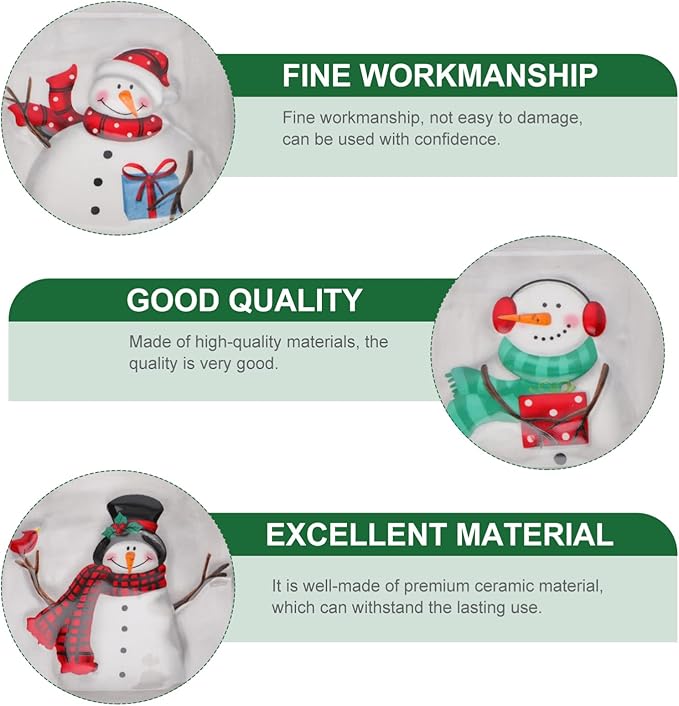 DOITOOL Christmas Ceramic Serving Dish Snowman Snack Appetizer Tray Dessert Platter Square Divided Serving Platter for Xmas Holiday Dining Table Decoration - 7.66 x 7.66 x 1.18inch