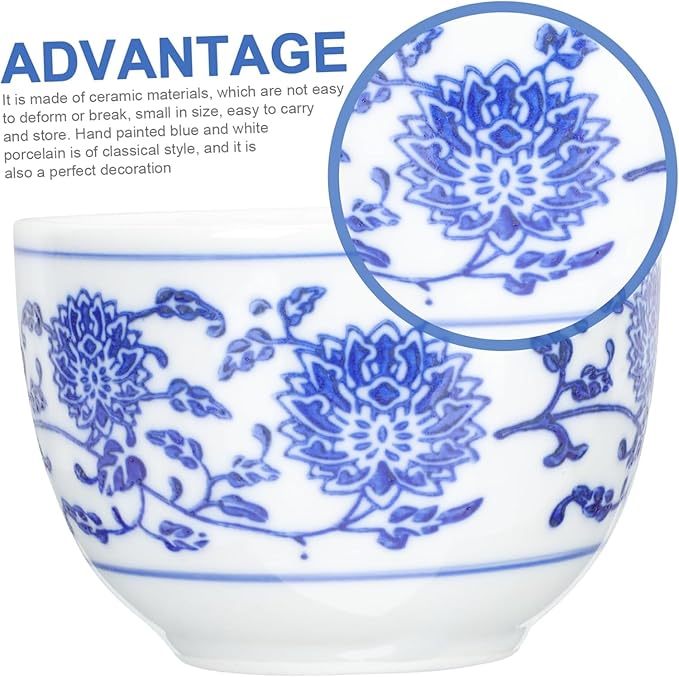 Sake Cup Set,Japanese Sake Cup,4pcs Blue and White Porcelain Wine Glass Asian Tea Cup Ceramic Sake Tea Cup Coffee Cup Mini Tea Cups Crystal Glass Tumblers Ceramic Cups Liquor Cup