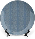 Christmas China Plates for Display Thibaut Blue Leaves Stripes Table Kitchen Supplies Chinese Plates with Display Stand Customize Gifts for Men Women, 6", 7", 8", 10"