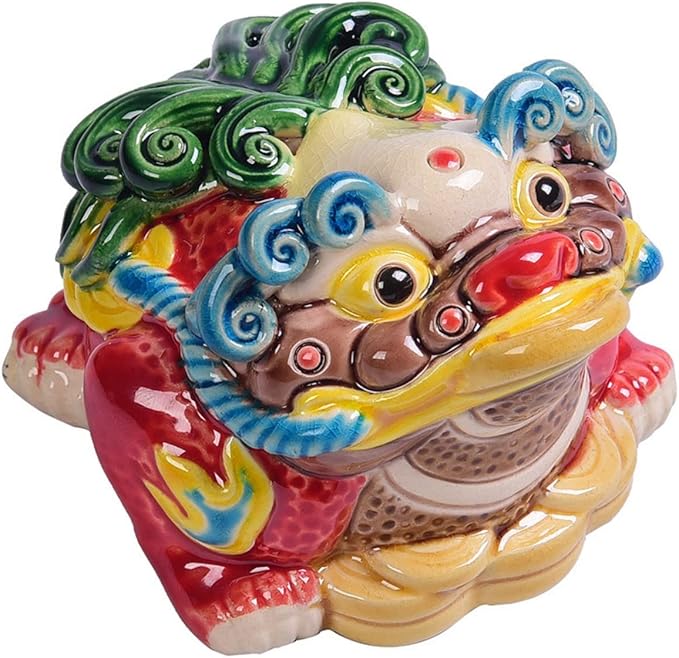 Ceramic Frog Statue Feng Shui Decor Money Toad Good Luck Charms Frog Gifts Decor for Housewarming Congratulatory, Attract Wealth and Good Luck Shelves Home Decor Gifts
