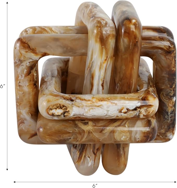 Sculpture for Home Decor and Bathroom Decor - Marble Knot Ornaments for Shelf Accents, Room Styling, and Office Design - Modern Statues Living Room Decor or Coffee Table Display - 6", Tan