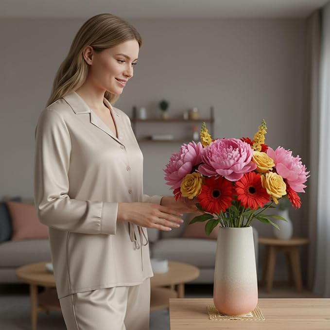 8 Inch Bud Vases for Flowers, Birthday Gifts for Women Mom, Ceramic Vase for Modern Farmhouse, Room, Home, Kitchen, Housewarming, Coffee, Table, Wedding, Shelf, Dinning, Home Decor (Gradient Pink)