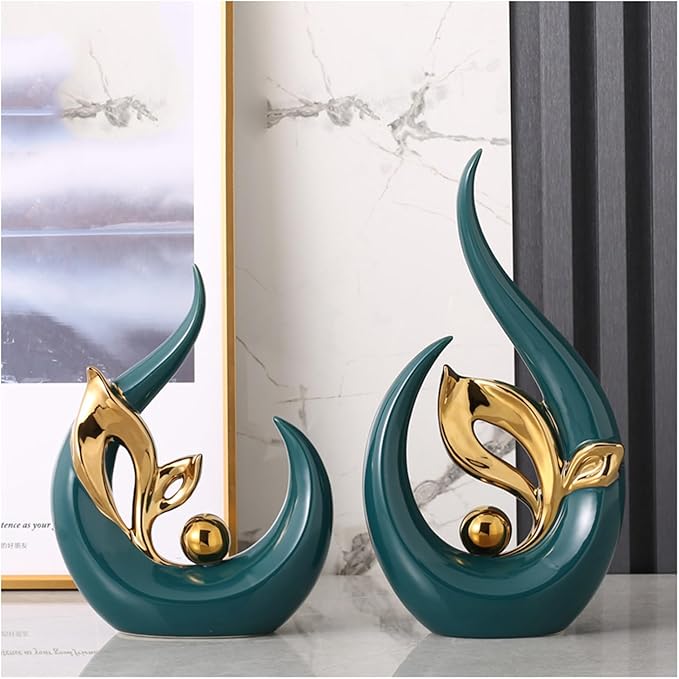 Sculptures Statues Ceramic Sculpture, Modern Decorative Abstract Sculptures, for Office Decorative Items, Decoration Living Room, Bedroom, Apartment, Green