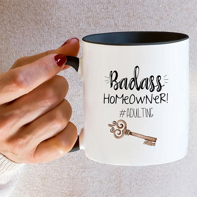 Retreez Funny Mug - Badass Homeowner Adulting Moved New House Gift Housewarming 11 Oz Ceramic Tea Coffee Mugs - Funny, Sarcasm, Sarcastic, birthday gifts - White Mug with Black Handle and Inner