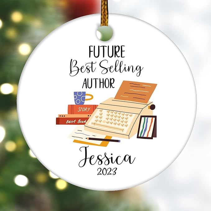 Personalized Published Author Christmas Ornament,Future Bestselling Author Ceramic Ornament,New Author Ornament Decor Gift for Writer