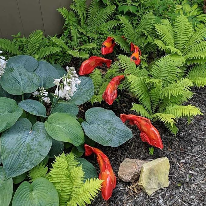 3PCS Koi Fish Decor Garden, Garden Koi Fish Sculptures Ceramic with Stake, Garden Koi Resin Crafts, for Outdoor Pond, Patio Decor, Backyard and Kitchen Decoration(Color:F)