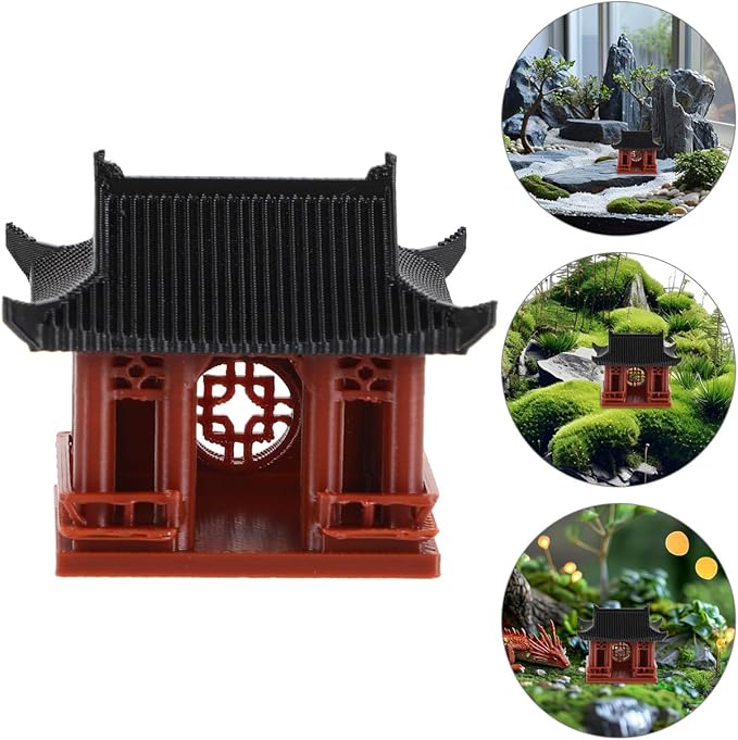 PRETYZOOM Miniature Pavilion Ornament Asian Style Pagoda Sculpture for Bonsai Gardens Tabletop Decor Zen Garden Accessories for Fish Tanks and Miniature Landscapes