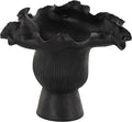 Deco 79 Ceramic Abstract Decorative Vase Floral Inspired Centerpiece Vase with Linear Grooves, Flower Vase for Home Decoration 9" x 8" x 8", Black