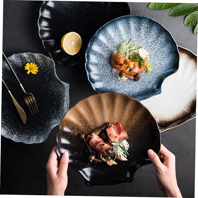 Ciieeo Shell Shape Ceramic Plate Dinnerware Porcelain Plates for Beautiful Dinnerware