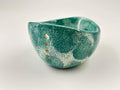 Ceramic Herb Stripper Bowl with Multi-Size Holes, Handmade Kitchen Tool, White (Dark Blue)
