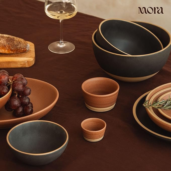 Mora Nano Ramekins Set of 4, 2oz Ceramic Pottery Sauce Cups - Microwave, Oven and Dishwasher Safe - Terracotta