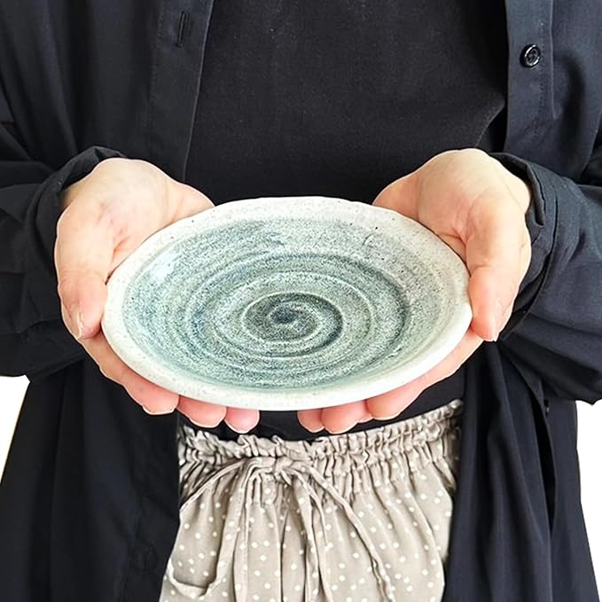 5.9 inches Serving Plates Set of 5, Rough Cut Shape Pottery, Dishwasher and microwave safe,Japanese Traditional Style and Color, Dessert plates, Appetizer Plates, Salad Plates (Appetizer Plate)