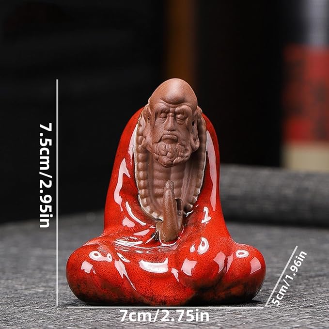 Purple Sand Bodhidharma Statue 7 cm Zen Bodhidharma Buddha Statue Meditation Ceramic Sculpture Home Tea Room Desktop Decoration Ornaments (red)