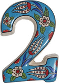 Large Ceramic Housewarming Sign Ceramic Address Plaque House Numbers Sign Door Personalized Coloured Decorative Hand Decoratede Housewarming Gifts Tulip Design 12 * 9 cm (Turquoise, 2)
