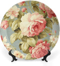 Pink Cabbage Roses Romantic Aqua Decorative Plate for Display Festival Display Supplies Table Club Holiday Party Decorations Custom Gifts for Men Women Birthday, 6", 7", 9", 10"