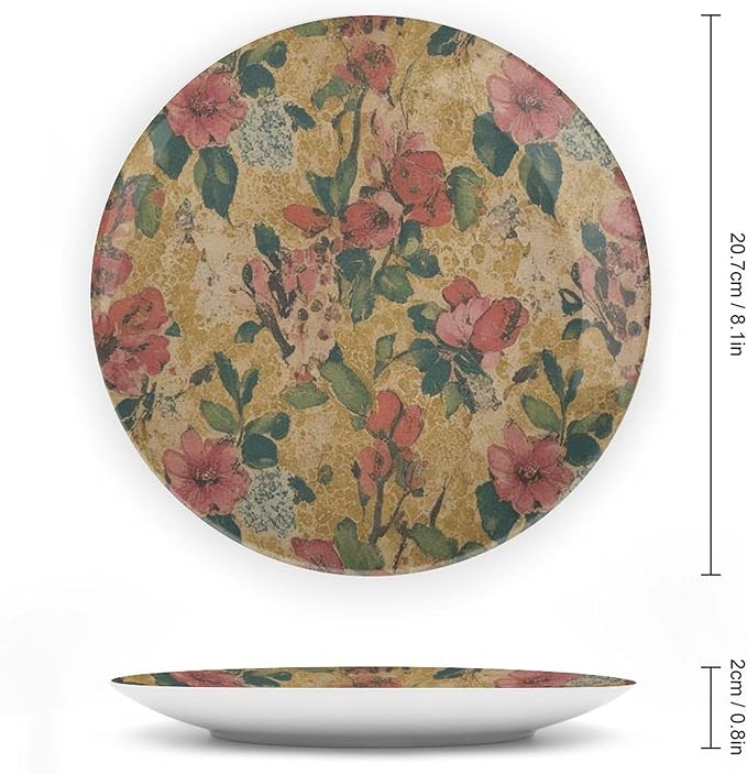 Spain Exotic Thibaut Floral Vintage Plates of 6", 7", 8", 10", Customize Christmas Ceramic Ornaments Dessert Plates Gifts Wedding Housewarming Gifts Office, Including Bracket And Special Hook
