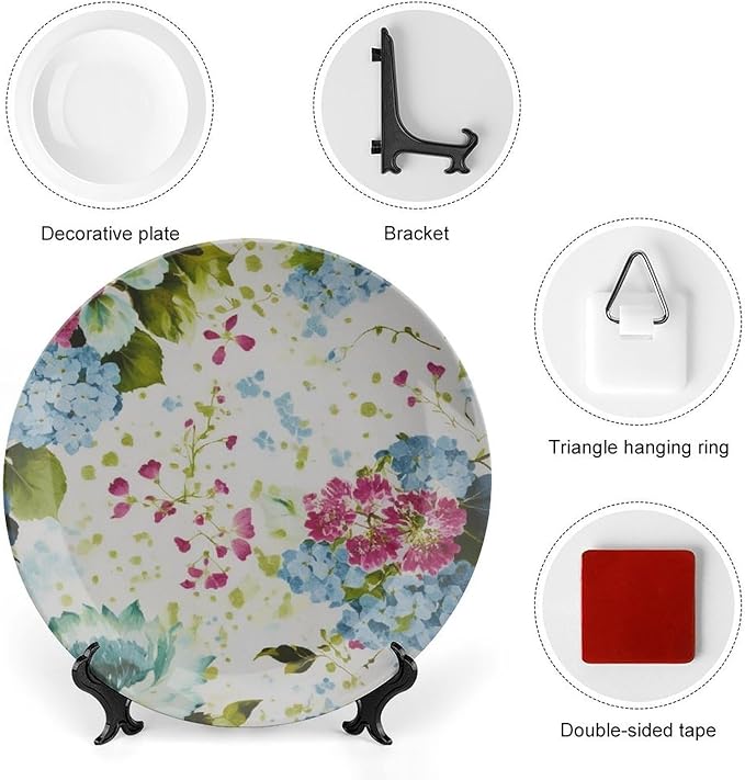 Garden Thibaut Floral Inspired Decorative Plate Decor for Table Kitchen Festival Custom Halloween Idea Gifts Wall Hanging Decoration Including Bracket And Special Hook, Multi Sizes by Choosing