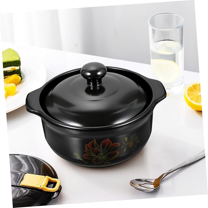 ABOOFAN Kitchen Ceramic Pot for Stewing High-temp Resistant Casserole for Home Cooking Ergonomic Design for Safe Handling for Soup and Rice Dishes Servings