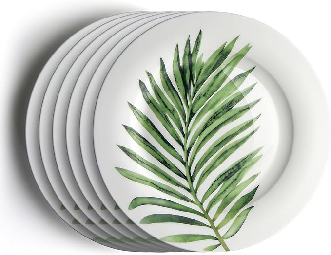IQCWOOD 6.5 Inch Porcelain Plate, White Dessert Plates Set of 6, Ceramic Salad Appetizer Plate for Christmas party and Dinner
