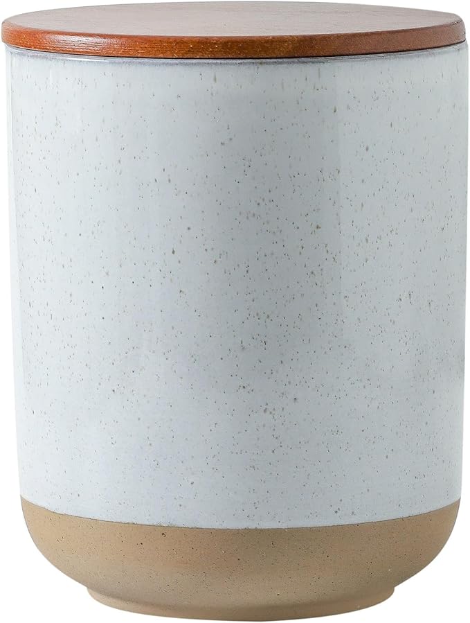 HASENSE Ceramic Canister with Airtight Lid for Kitchen Counter, 80 Ounce Large Ceramic Food Storage Jar with Seal Ring for Serving Flour, Grain, Cereal, Pasta, Coffee, Sugar and Tea, Greyish White