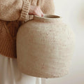 Large Ceramic Vase, 11" Rustic Farmhouse Terracotta Vase for Home Decor, Artisan Decorative Flower Vase for Living Room, Table Centerpiece, Bedroom (Terracotta Beige)
