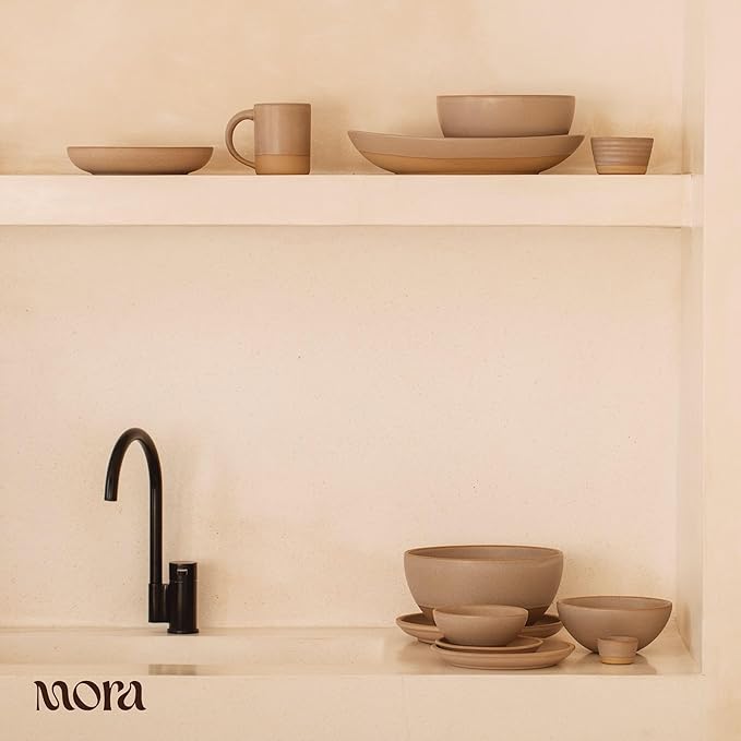 Mora Mini Ramekins Set of 4, 8oz Ceramic Pottery Baking Dishes - Microwave, Oven and Dishwasher Safe - Mushroom