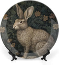 Vintage William Morris Rabbit Decorative Plate, Art Nouveau Raven in The Garden Personalized Ceramic Dinner Plate for Festival Wedding Decor, Unique Art with Stand Art Decorations for Home Wall