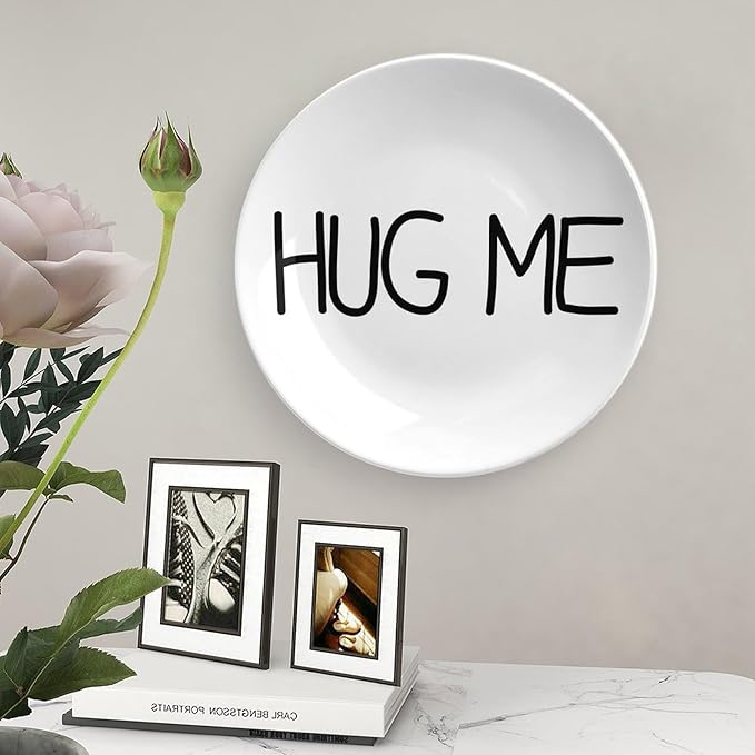 Decorative Plate Hug-me Custom Decor for Home Farmhouse Household Wedding Porcelain Dessert Plate Set with Vertical Stand, Multi Sizes by Choosing, Gifts for Men Women