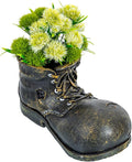 MyGift Vintage Boot Planter, Ceramic Garden Decorative Planter - Indoor/Outdoor Cowbot Boot Design Flower Pot for Succulent Plant, Cactus, Herbs and Flowers