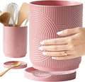 Utensil Holder, 7.2" Kitchen Utensil Holder for Counter, 2-in-1 Ceramic Cooking Utensils Holders with Spoon Rest, Utensil Crock for Spatula, Ideal Housewarming Gift(Pink)