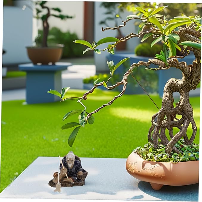 Aquarium Ceramic Figures Fish Tank Decorations Little Fisherman Ceramic Fish Figurines Sitting Fishing Figurines Sandstone Fishing Statue Garden Fish Sculptures Ceramics