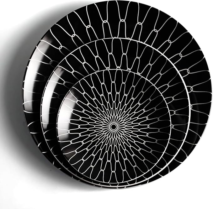 6-Inch Appetizer Plates Set of 6, Black and White Grid Ceramic Plates, Modern Checkerboard Appetizer/Dessert Plates, Microwave & Dishwasher Safe
