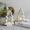2 Pack White Ceramic Christmas Trees with LED Tea Lights & Remote, Farmhouse Christmas Decorations Indoor for Tabletop Mantel Shelves Holiday Decor (Large 9.5" H, Small 7.5" H)
