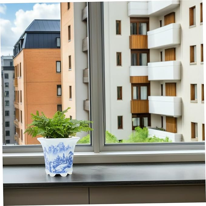 Blue and White Planter: Chinese Flower Pot for Succulents Cacti and Indoor Plants Flowerpot for Home Office Garden Planter