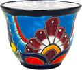 Cactus Canyon Ceramics Talavera Planter Pot, Hand-Painted Mexican Ceramic Pot with Drainage Hole, Indoor Outdoor Rustic Botanical Terracotta, 7.5 Inch, Dark Blue Multicolor